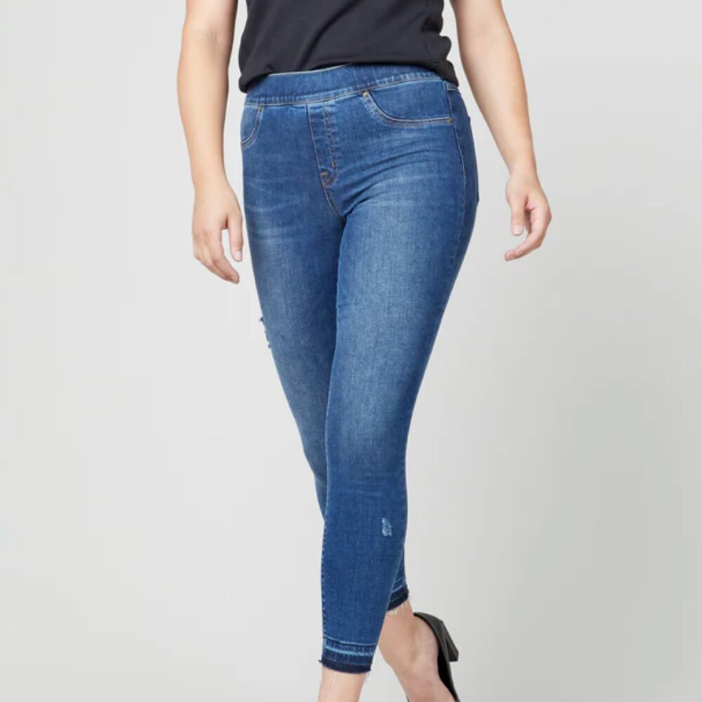 SPANX Distressed Ankle Skinny Jeans, Medium Wash - Large